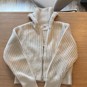 Zara Beige Ribbed Turtleneck Sweater